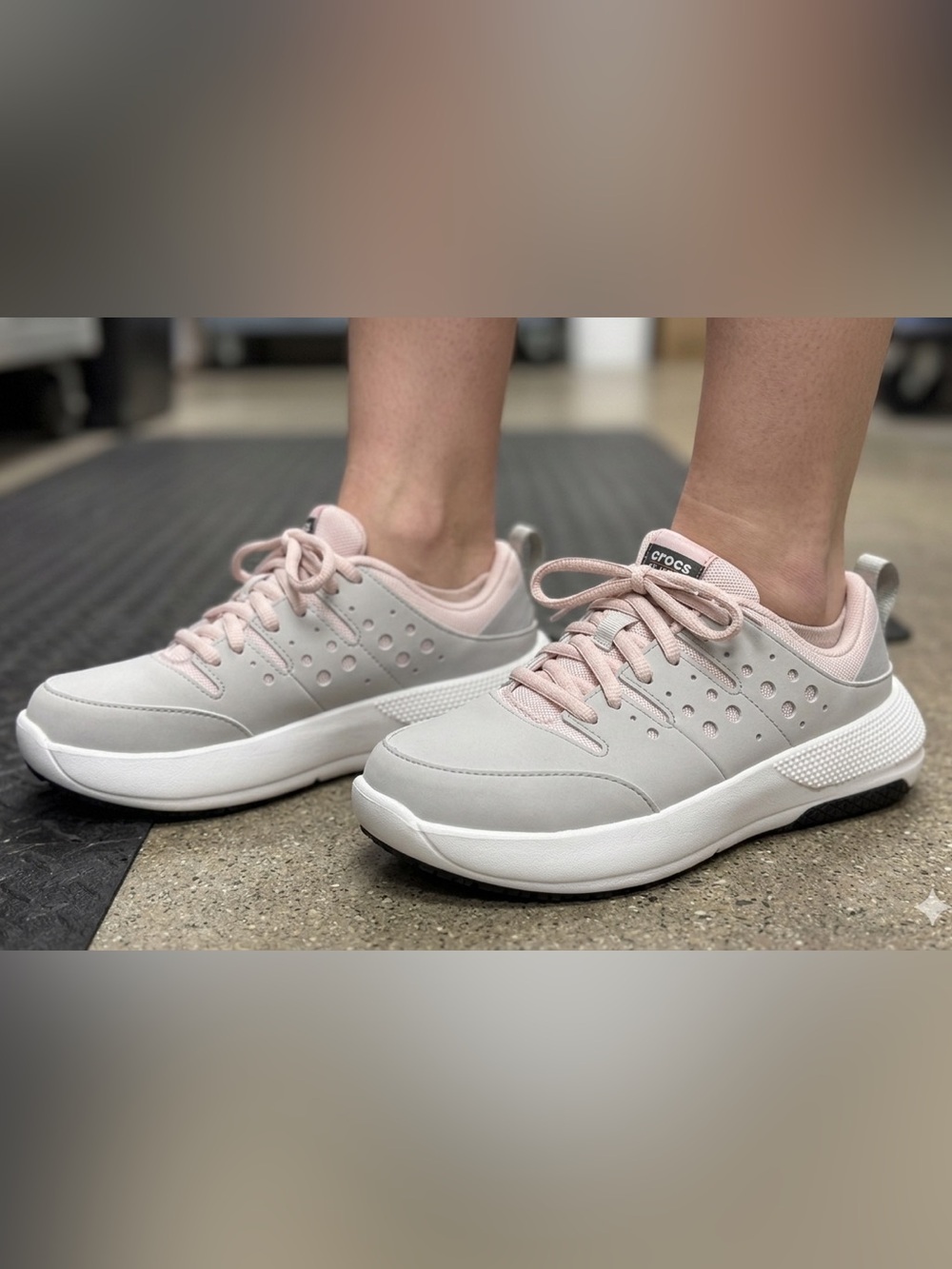 CROCS Women's White and Pink Sneakers